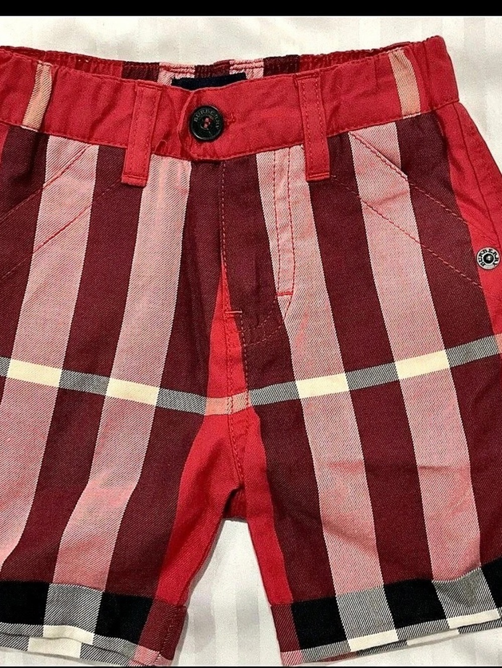 Burberry Plaid Shorts in Red & Pink